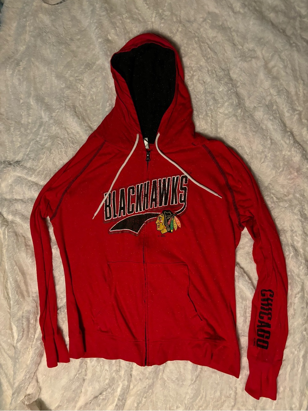 NHL Chicago Blackhawks Hoodie (Youth) Size XL 16/18 Zip Up Red